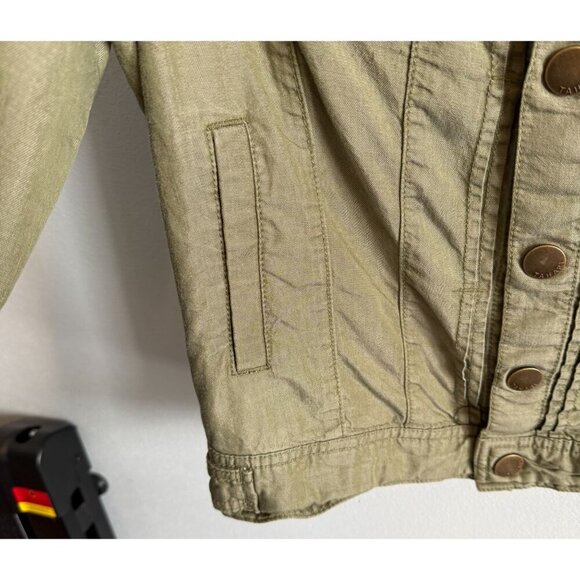 Tahari Womens Olive Green Button Up Lyocell Jacket Small Lightweight Casual - Picture 9 of 13